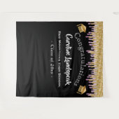 Afstuderen achtergrondroze goudglitterdrift wandkleed (Voorkant (horizontaal))