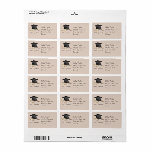 Afstuderen adreslabel etiket (Full Sheet)