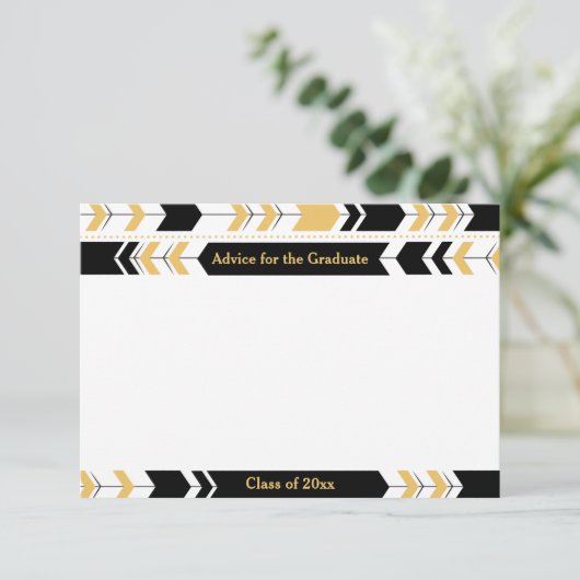 Afstuderen advieskaarten zwarte goudpijlen kaart (Staand voorkant)