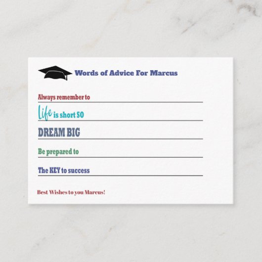 Afstuderen Adviseur Wisdom Beste wensen Afstudeerd Advieskaart (Voorkant)