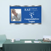 Afstuderen, advocaat schalen van gerechtigheid spandoek (Beurs)