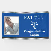 Afstuderen, advocaat schalen van gerechtigheid spandoek (Horizontaal)