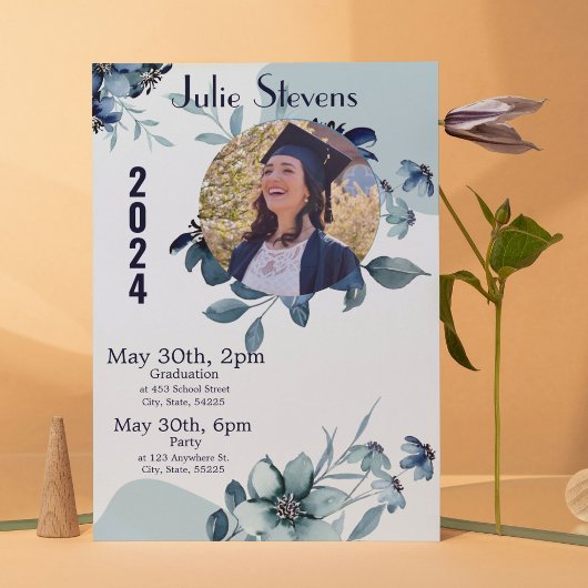 Afstuderen Afbeelding Bloemen 2024 Kaart Uitnodigi