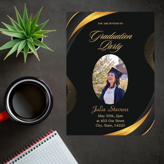 Afstuderen Afbeelding Goud Bloeiende Kaart 2024