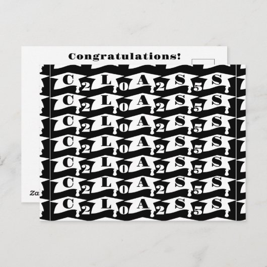 Afstuderen Afgestudeerde Klas Van 2025 Zwart En Wi Briefkaart (Voorkant / Achterkant)