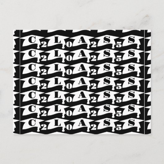 Afstuderen Afgestudeerde Klas Van 2025 Zwart En Wi Briefkaart (Voorkant)