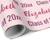 Afstuderen Afgestudeerde naam Bleekroze Cadeaupapier (Rol Hoek)
