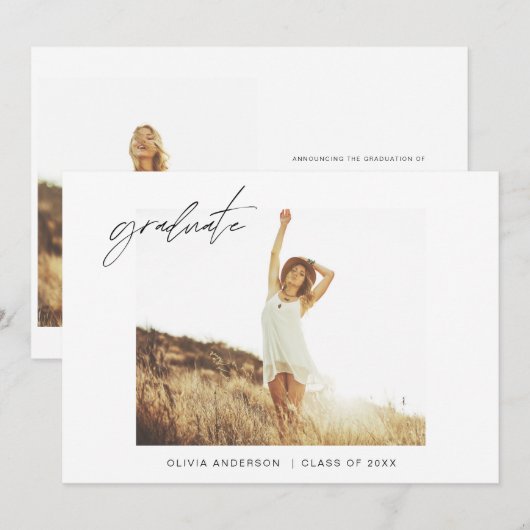 Afstuderen Afstudeerder Aankondiging Foto minimali (Voorkant / Achterkant)