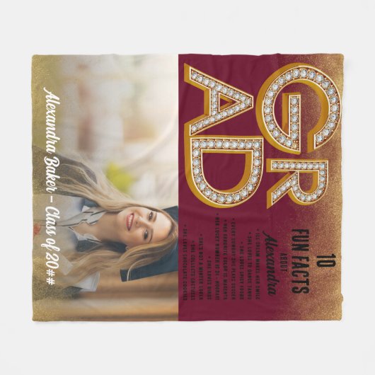 Afstuderen Afstudeerder Glitter Goud Leuk Feiten F Fleece Deken (Voorkant (Horizontaal))