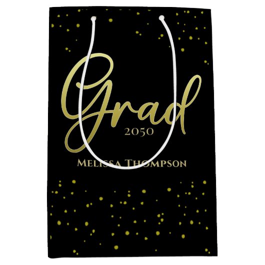 Afstuderen Afstudeerder Gold Afstuderen Script Bla Medium Cadeauzakje (Voorkant)