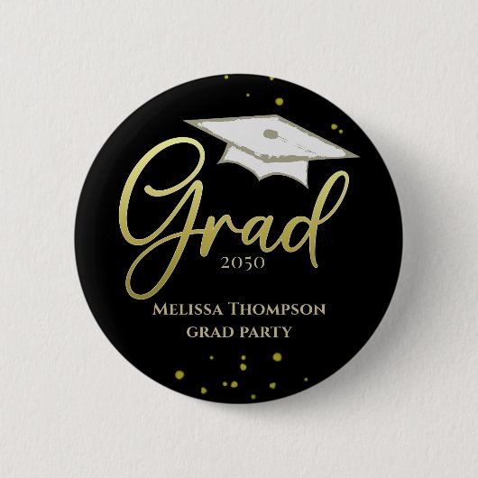 Afstuderen Afstudeerder Gold Afstuderen Script Par Ronde Button 5,7 Cm (Voorkant)