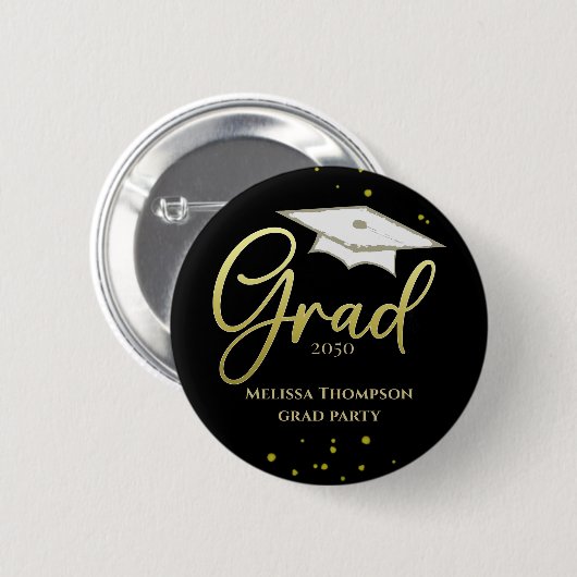 Afstuderen Afstudeerder Gold Afstuderen Script Par Ronde Button 5,7 Cm (Voorkant /achterkant)