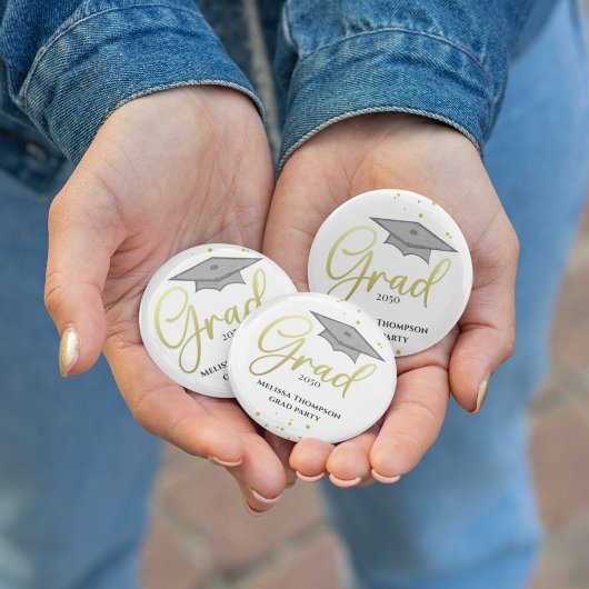 Afstuderen Afstudeerder Gold Afstuderen Script Par Ronde Button 5,7 Cm