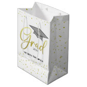 Afstuderen Afstudeerder Gold Afstuderen Script Pet Medium Cadeauzakje (Voorkant Gekanteld)