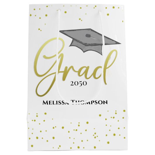 Afstuderen Afstudeerder Gold Afstuderen Script Pet Medium Cadeauzakje (Achterkant)
