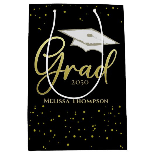 Afstuderen Afstudeerder Gold Afstuderen Script Sim Medium Cadeauzakje (Voorkant)