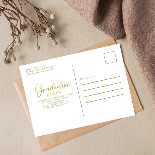 Afstuderen Afstudeerder Gold Calligrafie Eenvoudig Briefkaart