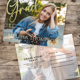 Afstuderen Afstudeerder Gold Calligrafie Eenvoudig Briefkaart