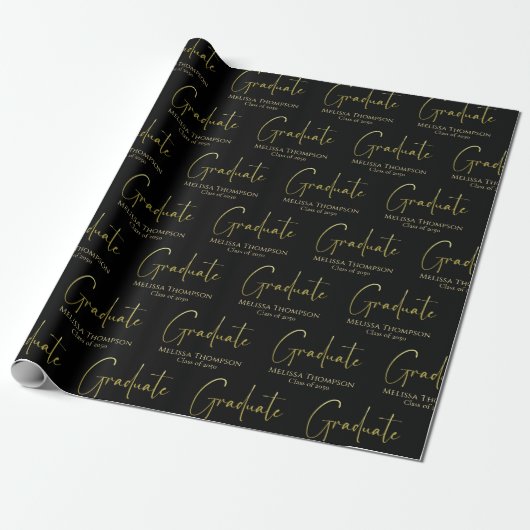 Afstuderen Afstudeerder Gold Calligraphy Script Mo Cadeaupapier (Uitgerold)