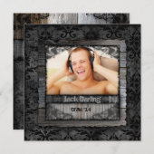 Afstuderen Afstudeerder Hout Damask  Foto Kaart (Voorkant / Achterkant)