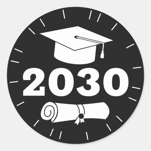 Afstuderen Afstudeerder Jaar Pet Diploma Classic Z Ronde Sticker (Voorkant)