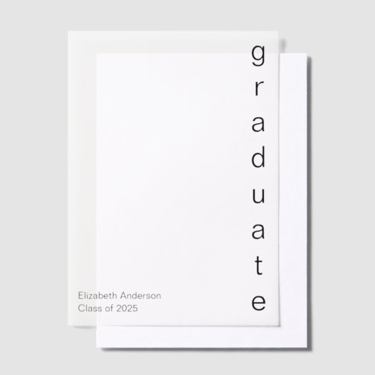 afstuderen Afstudeerder Naam Klasse van 2025 Afstu Vellum Uitnodigingen (Offset)