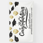 Afstuderen - Afstudeerder zwart goud ballon - Aang Spandoek (Verticaal)