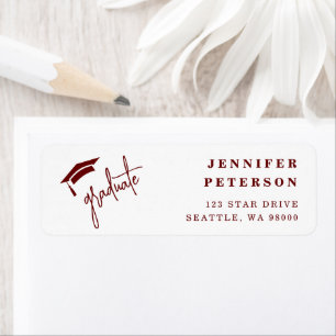 Afstuderen afstudeerdop rood retouradres etiket