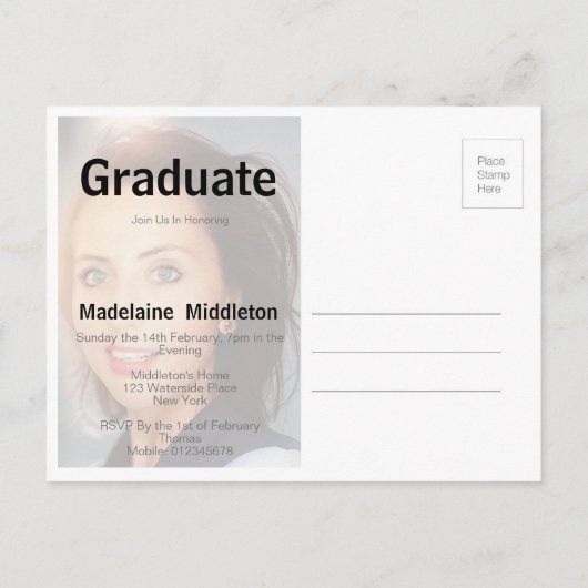 Afstuderen afstudeerfeest Foto Briefkaart (Achterkant)