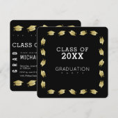 afstuderen / afstudeerfeest zwart kaart (Voorkant / Achterkant)