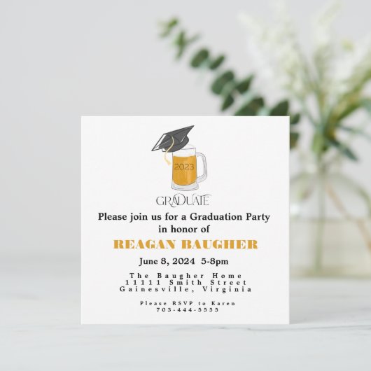 Afstuderen Afstuderen Afstudeerder Pet Bier Kaart (Staand voorkant)