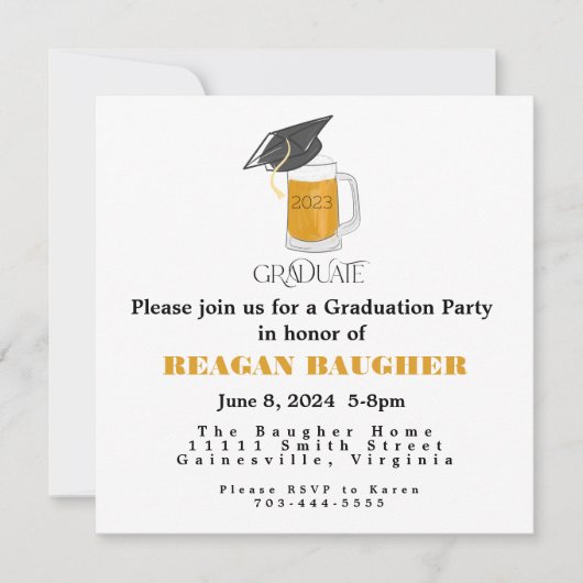 Afstuderen Afstuderen Afstudeerder Pet Bier Kaart (Voorkant)