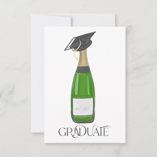 Afstuderen Afstuderen Afstudeerder Pet Champagne Bedankkaart (Voorkant)