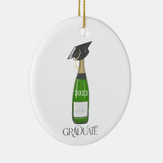 Afstuderen Afstuderen Cap Champagne Custom Christm Keramisch Ornament (Rechts)