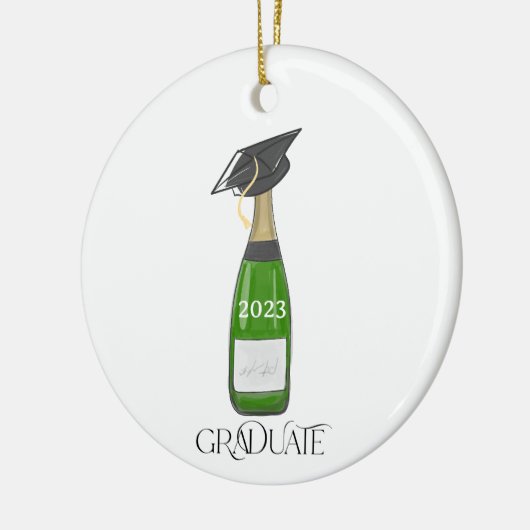 Afstuderen Afstuderen Cap Champagne Custom Christm Keramisch Ornament (Links)