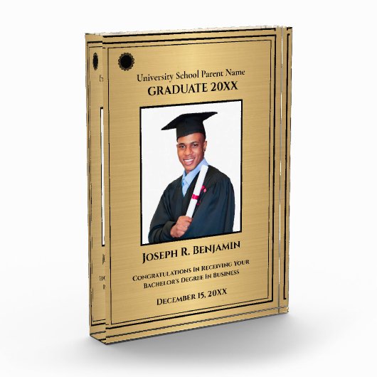 Afstuderen Afstuderen College Gold Custom Fotoblokken (Links)