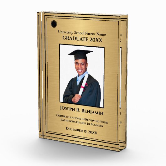 Afstuderen Afstuderen College Gold Custom Fotoblokken (Rechts)