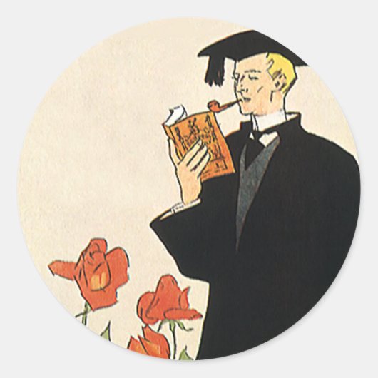  Afstuderen, Afstuderen een boek lezen Ronde Sticker (Voorkant)