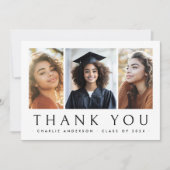 Afstuderen afstuderen Elegant 3 foto Bedankkaart (Voorkant)