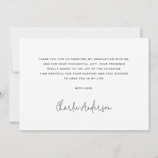 Afstuderen afstuderen Elegant 3 foto Bedankkaart (Achterkant)