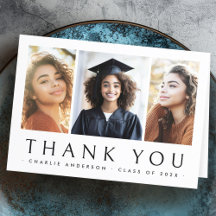 Afstuderen afstuderen Elegant 3 foto Dank u kaart