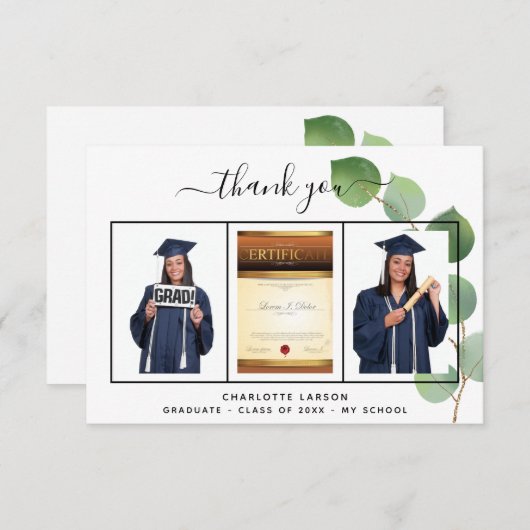 Afstuderen afstuderen foto eucalyptus greenery bedankkaart (Voorkant / Achterkant)