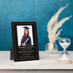 Afstuderen Afstuderen Foto Gold Black Personaliser Fotoplaat