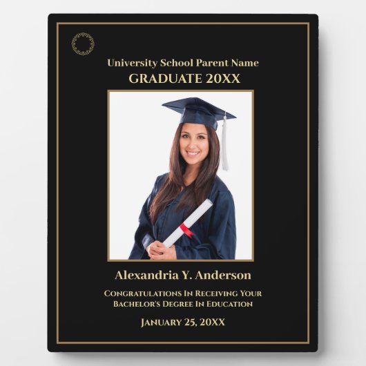 Afstuderen Afstuderen Foto Gold Logo Modern Award Fotoplaat (Voorkant)