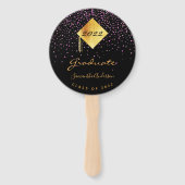 Afstuderen afstuderen foto zwart goud paars handwaaier (Voorkant)