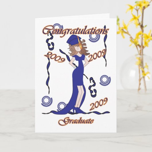 Afstuderen, Afstuderen gefeliciteerd met meisje Kaart (Gele Bloem)