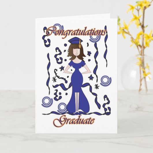 Afstuderen, Afstuderen Gefeliciteerd met meisje Kaart (Gele Bloem)