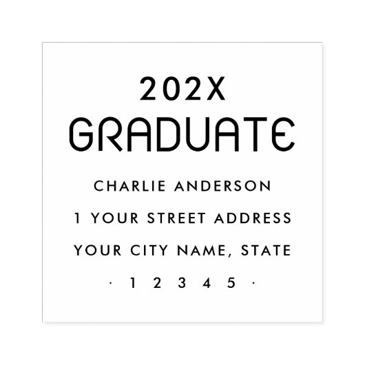 Afstuderen afstuderen jaar retouradres rubberstempel (Afrduk)