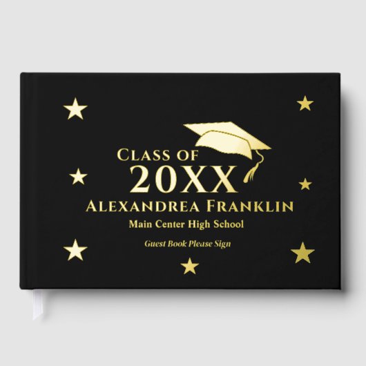 Afstuderen Afstuderen Modern Goud Personaliseren Gastenboek (Voorkant)