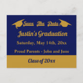 Afstuderen Afstuderen Opslaan Datum blauw en goud Briefkaart (Voorkant)